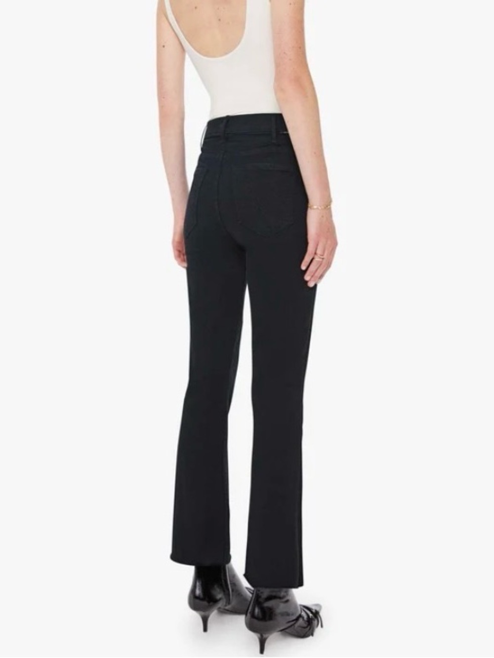MOTHER The Hustler Ankle Fray in Not Guilty Black 26 Stretch High Rise Like New